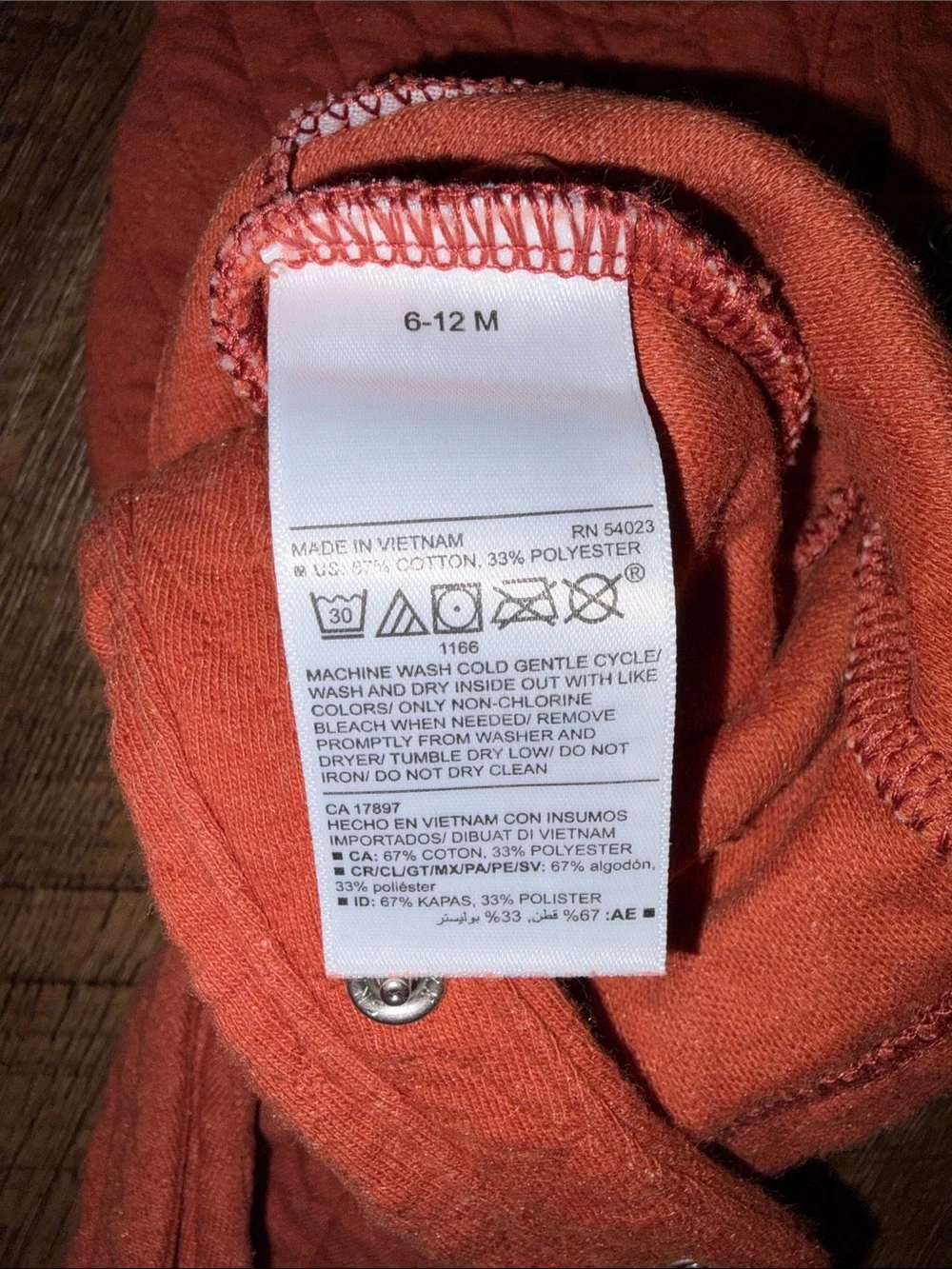 Old Navy Orange Quilted Hooded Baby One-Piece - Size 6-12 months
